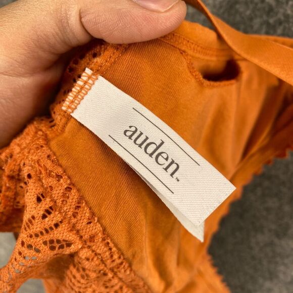 5/$45 Auden. Bralette Bra Women M Medium Orange Floral Lace Opaque Wireless - Picture 3 of 6